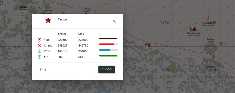 The factory on the interactive map is marked with a corresponding icon that opens a dialog box with detailed information about the factory.